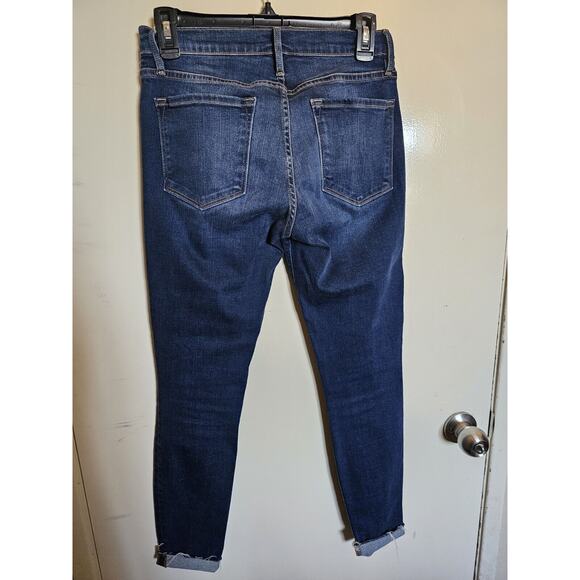 Frame Womens Le Skinny de Jeanne Crop Jeans Jerome Blue Size 27 Raw Hem - Picture 6 of 7